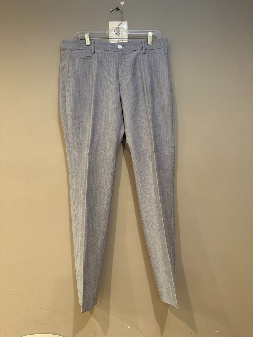 Hugo Boss Mens Gray Dress Pants Flat Front Trousers Size 34R